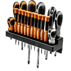 EGA TOOLS 19 Tlg Schraubendreher-Satz + Wandhalterung