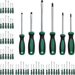 RELAXDAYS 60 X Schraubendreher, 30 Schlitz, 30 Kreuzschlitz, Schraubenzieher Set Magnetisch, Profi Werkzeug, Chrom Vanadium