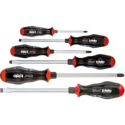 FELO Schraubendreher Satz, Mit 2-Komponenten-Griff,durchgehender Klinge Und Schlagkappe