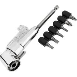 BeMatik - Handschraubendreher Mit Eckigem Design. 1/4 6,35 Mm Sechskantadapter Für Rechtwinkliges Bohrfutter Und 6 Tipps