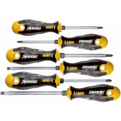 Felo Schraubendreher Satz ERGONIC Mit Sechskantklinge 6-tlg, Schlagfester Hartkunststoff, Perfekte Ergonomie Und Kraftübertragung