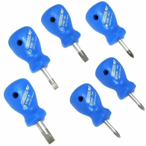ESTEXO Gedore Schraubendreher-Satz 6-tlg Kurz Kreuz-schlitz Schraubenzieher Schlitz Set