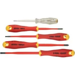 Felo Schraubendreher Satz VDE, E-Slim ERGONIC, Mit Spannungsprüfer 5-tlg SL, PH