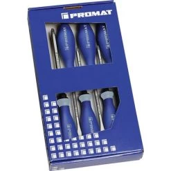 PROMAT Schraubendrehersatz 6-teilig Schlitz / PH 3-Komponentengriff 6-Kant-Kli