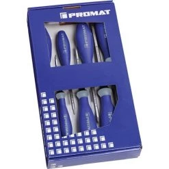 PROMAT Schraubendrehersatz 7-teilig Schlitz / PH / PZD 3-Komponentengriff 6-Ka
