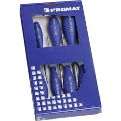 PROMAT Schraubendrehersatz 7-teilig Schlitz / PH / PZD 3-Komponentengriff Rund