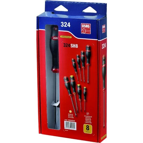 USAG U03240250 - 324 SH8 - SATZ 8 STK SCHRAUBENDREHER SCHLITZ UND KREUZSCHLITZ – Bild 2