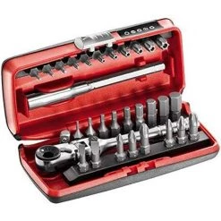 USAG U06060012 - 606 1/4 SK - Bit-Umschaltknarre 1/4 Sechskant Mit Umschalthebel Bit-Halter Und Bits (31 TLG)