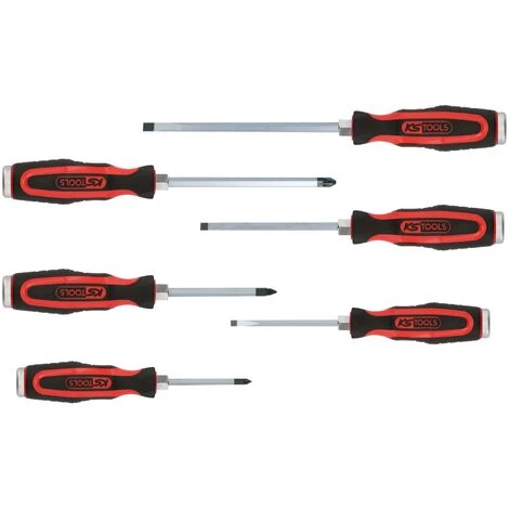 KSTOOLS® KS TOOLS ERGOTORQUEmax Schlagkappen-Schraubendreher-Satz, 6-tlg Schlitz, PZ