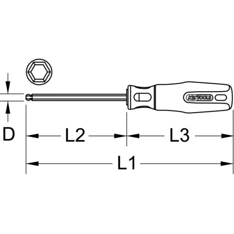 KSTOOLS® KS TOOLS ERGOTORQUEplus Schraubendreher Innensechskant Mit Kugelkopf, 2,5mm – Bild 3