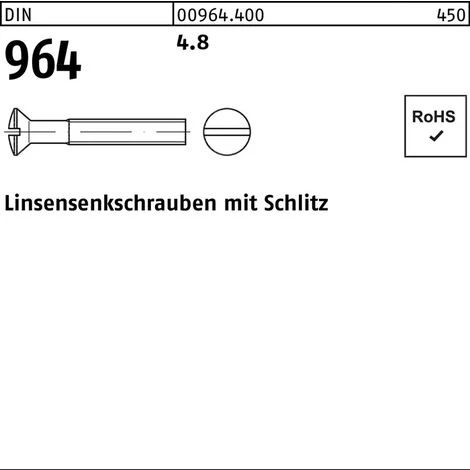 DIVERSE Linsensenkschraube DIN 964 Schlitz M 2,5 X 6 4.8
