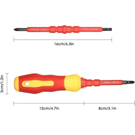 BEARSU 7 In 1 1000V Austauschbare Isolierende Schraubendreher Mit Magnet-Kreuzschlitz Und Schlitzbits Elektriker-Reparatur-Werkzeugsatz – Bild 3