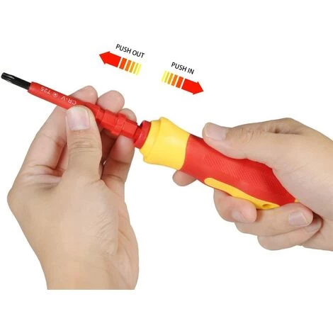 BEARSU 7 In 1 1000V Austauschbare Isolierende Schraubendreher Mit Magnet-Kreuzschlitz Und Schlitzbits Elektriker-Reparatur-Werkzeugsatz – Bild 4