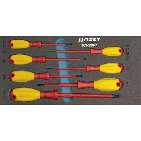 Hazet Schraubendreher-Satz VDE - Kreuzschlitz Profil PH, Schlitz Profil - Anzahl Werkzeuge: 7 - 163-229/7