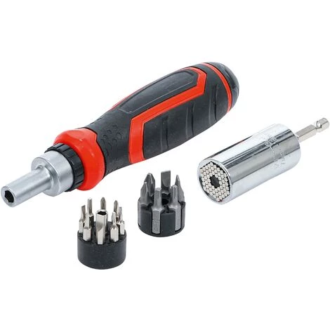 BGS Technic Präzisions-Bit- / Multi-Einsatz-Satz | Mit Ratschen-Drehgriff Für Bits, Umschaltbar | 17-tlg.