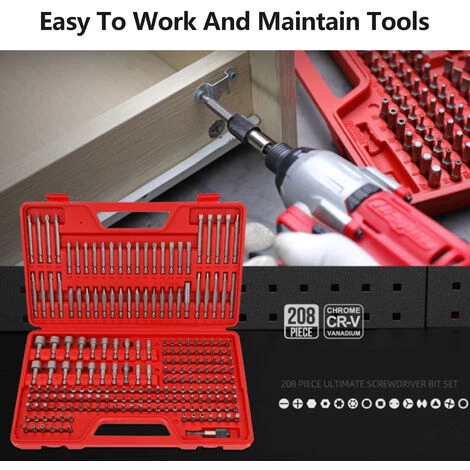 HAPPYSHOPPING 208-teiliger Magnetschraubendreher-Bitsatz Schlagfertiger Bohrer-Bits-Werkzeugsatz – Bild 5