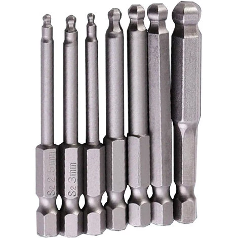ASUPERMALL 7 Stucke Magnetischer Schraubendreher Bit Kugelkopf Elektrischer Schraubendreher Bit 1/4 Sechskantschaft 65 Mm