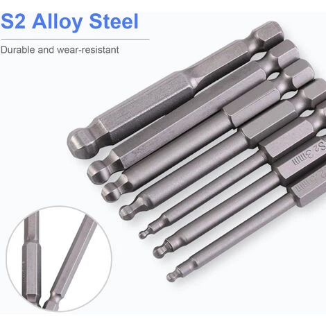 ASUPERMALL 7 Stucke Magnetischer Schraubendreher Bit Kugelkopf Elektrischer Schraubendreher Bit 1/4 Sechskantschaft 65 Mm – Bild 3