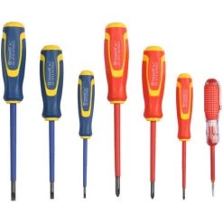 PENGGONG Isolierter Schraubendreher-Satz 7-teiliges Philips- Und Flachkopf-Magnetschraubendreher-Kit Mit Spannungstester Für Elektriker-Servicetechniker-Mechaniker,Modell 9712 - Modell 9712