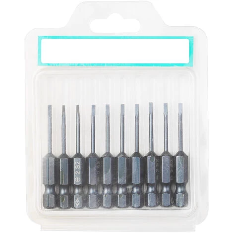 HAPPYSHOPPING 10-teiliges Schlitzschraubendreher-Bit-Set 1/4-Zoll-Sechskantschaft S2 Stahl-Magnetschraubendreher-Bit-Set Für Elektrische Handbohrmaschine Mit Kraftschraubendreher,5cm Länge SL2 - 5cm Länge SL2 – Bild 3