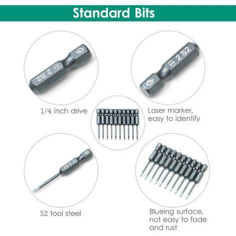 HAPPYSHOPPING 10-teiliges Schlitzschraubendreher-Bit-Set 1/4-Zoll-Sechskantschaft S2 Stahl-Magnetschraubendreher-Bit-Set Für Elektrische Handbohrmaschine Mit Kraftschraubendreher,5cm Länge SL2 - 5cm Länge SL2 – Bild 4
