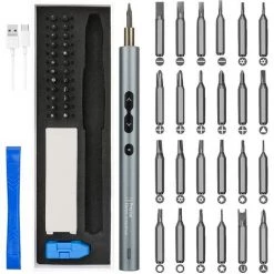 DONTODENT Mini-Elektroschrauber,automatischer Akku-Drehmoment-Präzisions-Schraubendreher-Satz,mit 24-Bit 3 LED-Arbeitslicht-Magnetisierer USB-aufladbares Hand-Reparaturwerkzeug,geeignet Für Handys,Uhren,Spielzeug,Laptops