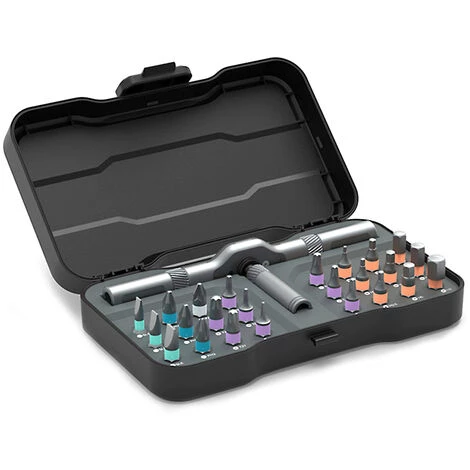 DUKA RS1 Schraubendreher Set 24 In 1 Mehrzweck Ratschenschlüssel Schraubendreher S2 Magnetische Bits Werkzeuge Set DIY Haushalt Reparatur Werkzeugkasten Für Fahrrad Haushaltsgeräte,Schwarz