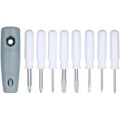 HAPPYSHOPPING 9-in-1-Präzisions-Magnetschraubendreher-Set Inklusive Phillips-Schlitz Mit Multifunktionsschlüsselgriff Wartung Von Elektronischen Geräten Reparaturwerkzeug Typ 1,Grau