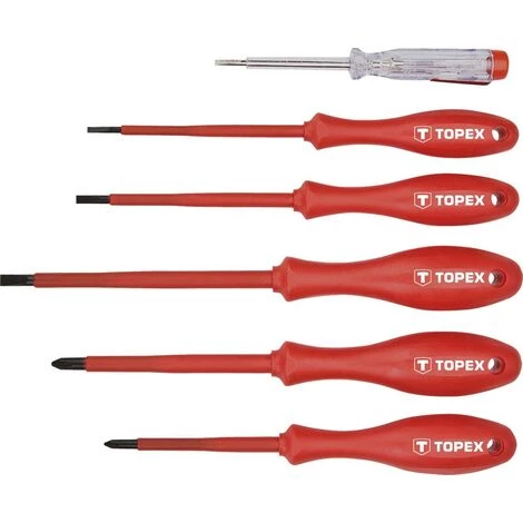 TOPEX 6 Tlg. Elektro Schraubendreher Set 1000V Aus Gehärtetem Stahl CrVMo – Bild 2