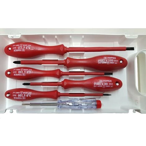 TOPEX 6 Tlg. Elektro Schraubendreher Set 1000V Aus Gehärtetem Stahl CrVMo – Bild 3