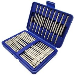 ASUPERMALL 50 Stuck Langes Schraubendreher-Bit-Set 49 Stuck 75 Mm Cr-V-Schraubendreher-Bits + 1 Magnetischer Bit-Halter Mit Aufbewahrungsbox, Modell: Sandstrahlen