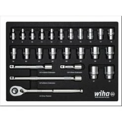 WIHA Ratschenschlüssel Set 1/2 Doppelsechskant Metrisch, 26-tlg. In Schaumstoffeinlage