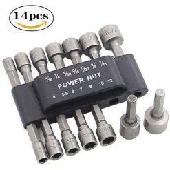 TRIOMPHE TRIO 14-teilige Steckschlüsseleinsätze 1/4 ”Sechskantschlüssel Bits Steckwerkzeuge Schafteinstellmuttern Sechskantschraubendreher Bit-Mutter Schlag Für Bohrer Schraubenschlüssel Dorn