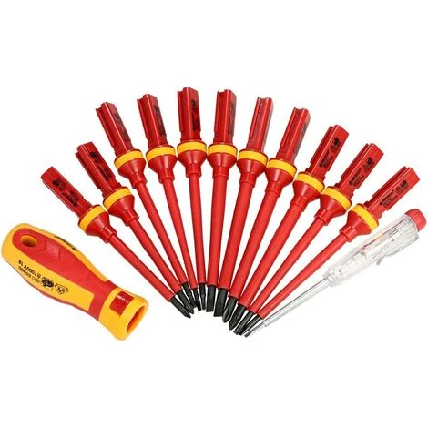 TRIOMPHE 1000V Magnetisches Manuelles Isoliertes Schraubendreher-Set, 13-teiliges Austauschbares Isoliertes Schraubendreher-Set Mit Elektriker-Reparaturwerkzeugen Reparaturwerkzeuge Bit – Bild 2