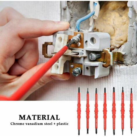 TRIOMPHE Schraubendreher, Isoliertes Schraubendreher-Set Chrom-Vanadium 7-Stahl-Schraubendreher-Set Mit Weichem Griff, Schraubendreher-Set Mit Magnetschlitzen Elektrisches Reparaturwerkzeug-Set – Bild 4