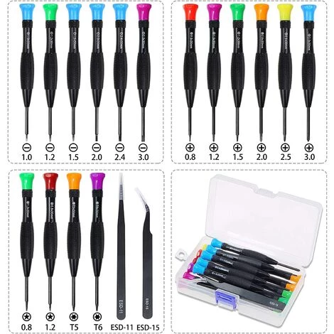 TRIOMPHE Schraubendreher-Set, 18-teilig Magnet-Schraubendreher-Set Elektriker Torx-Schraubendreher Flacher Kreuzschlitzschraubendreher Sechskantzange Zum Reparieren Von Brillen Uhren Elektronischer Schmuck – Bild 2