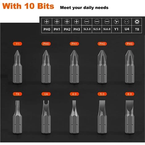TRIOMPHE TRIO 11 In 1 Schraubendreher, Magnet-Ratschen-Schraubendreher-Set Mit 10 Austauschbaren Spitzen, Schraubendreher-Set 180 ° Rotation Reparatur, Installation, Elektrische Wartungswerkzeuge – Bild 4