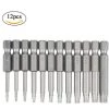 TRIOMPHE 12er-Pack Torx-Schraubendreher-Bits 6,35 Mm Sechskantschaft T5-T40 S2 Manipulationssicherer 6-Punkt-Stern-Werkzeugsatz