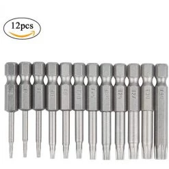 TRIOMPHE 12er-Pack Torx-Schraubendreher-Bits 6,35 Mm Sechskantschaft T5-T40 S2 Manipulationssicherer 6-Punkt-Stern-Werkzeugsatz