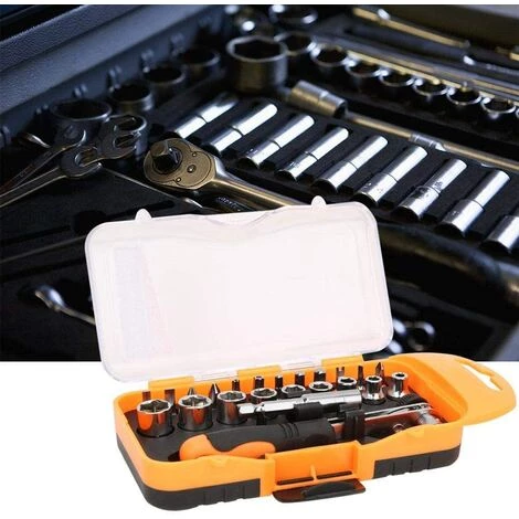 TRIOMPHE TRIO 23-teiliger Ratschenschraubendreher-Satz Mit Schlitzkreuz Stern-Sechskant-U-Typ-Dreieck-Typ-Y-Schraubendreher, Chrom-Vanadium-Stahl-Steckschlüsseleinsätze Stecknüsse Handwerkzeug Für Familien-Garage-Werkstatt – Bild 5