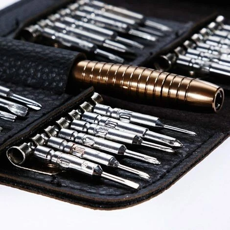 TRIOMPHE TRIO Mini-Präzisionsschraubendreher 25 In 1 Schraubendreher-Set Reparaturwerkzeuge Für IPhone, Tragbare Laptops, Uhren, Schmuck, Spielzeug, Brillen Usw. Schraubendreher-Set Mit Ledertasche – Bild 3