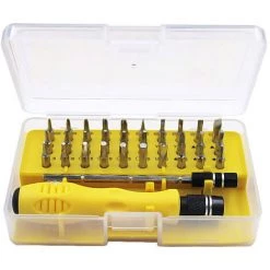 TRIOMPHE TRIO 32 In 1 Magnet-Ratschen-Schraubendreher-Set, Mit 32 Schraubendreher-Bits, Multifunktions-Schraubendreher, Multifunktions-Reparaturwerkzeug (gelb)