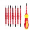 TRIOMPHE 7er-Pack Isolierter Elektriker-Schraubendreher 500 V Mit Tester Schraubendreher, Isolierter Schraubendreher Mit Griff, Austauschbarer Magnetisch Isolierender Schraubendreher, Reparaturwerkzeugsatz