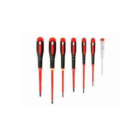 Bahco Satz Gemäß VDE Isolierte ERGO-Schraubendreher Mit 3-Komponenten-Griff Für Schlitz- Und Phillips-Schrauben - 7-tlg. – Bild 2