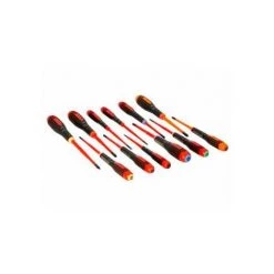 Bahco ERGO Isolierter Schraubendreher-Satz Für Schlitzschrauben Mit 3-Komponenten-Griff, VDE-zertifiziert, Slim-Klinge 12 Mm - 12-tlg.