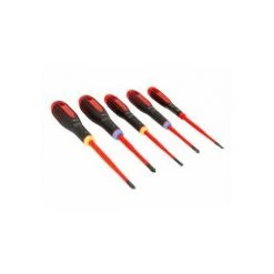 Bahco ERGO Isolierter Schraubendreher-Satz Für Schlitz- Und Pozidriv-Schrauben Mit 3-Komponenten-Griff, SLIM-Klingen, VDE-zertifiziert - 5-tlg.