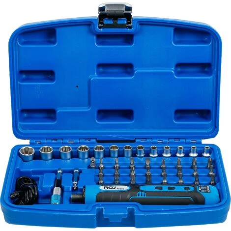 BGS Technic Akku-Schraubendreher | Inkl. Bit- Und Steckschlüssel-Satz | 41-tlg.