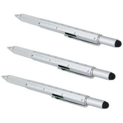 THSINDE 6 In 1 Hochleistungs-Aluminium-Multitool-Schraubendreher Und -Stift, Grau, 3 Stück Pro Packung