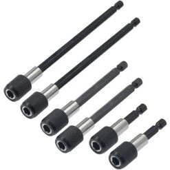 SUN FLOWERDE 6-teiliger Schraubendreher-Bithalter 1/4" Sechskantschaft Bohrer Werkzeug-Set Schnellwechselfutter Bohrer Schraubendreher-Bit Federhalter Verlängerungsset Für Schrauben, Muttern, Bohrer (60mm/100mm/150mm)