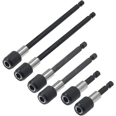 SUN FLOWERDE 6-teiliger Schraubendreher-Bithalter 1/4" Sechskantschaft Bohrer Werkzeug-Set Schnellwechselfutter Bohrer Schraubendreher-Bit Federhalter Verlängerungsset Für Schrauben, Muttern, Bohrer (60mm/100mm/150mm)